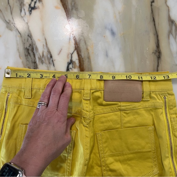 Louis Vuitton cropped ankle jeans gold side zippers Sz 0 - Picture 5 of 16